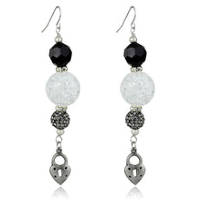 Load image into Gallery viewer, LO3800 - Antique Silver White Metal Earrings with Synthetic Synthetic Glass in Jet
