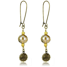 Load image into Gallery viewer, LO3806 - Antique Copper White Metal Earrings with Synthetic Glass Bead in Champagne