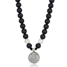 Load image into Gallery viewer, LO3815 - Antique Silver White Metal Necklace with Synthetic Glass Bead in Jet