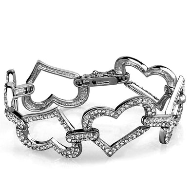 LO3825 Rhodium Brass Bracelet with Top Grade Crystal in Clear
