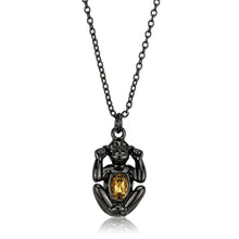 Load image into Gallery viewer, LO3833 - TIN Cobalt Black Brass Chain Pendant with Top Grade Crystal  in Citrine Yellow