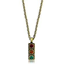 Load image into Gallery viewer, LO3836 - Antique Copper Brass Chain Pendant with Top Grade Crystal  in Multi Color