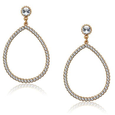 LO3855 - Rose Gold Brass Earrings with Top Grade Crystal  in Clear
