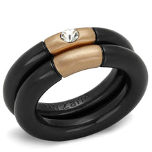 Load image into Gallery viewer, LO3919 - Rose Gold+Ruthenium Brass Ring with Top Grade Crystal  in Clear