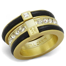 Load image into Gallery viewer, LO3923 - Gold &amp; Brush Brass Ring with Top Grade Crystal  in Clear