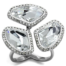 Load image into Gallery viewer, LO3938 - High polished (no plating) Stainless Steel Ring with Top Grade Crystal  in Clear