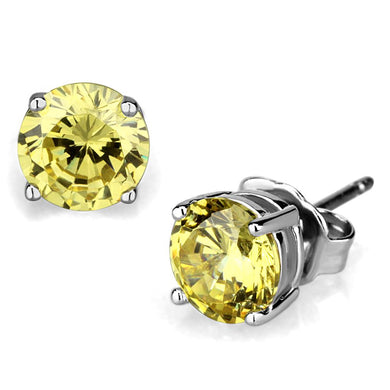 LO3953 - Rhodium Brass Earrings with AAA Grade CZ  in Citrine Yellow