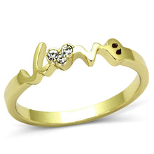 Load image into Gallery viewer, LO3964 Flash Gold Brass Ring with Top Grade Crystal in Clear