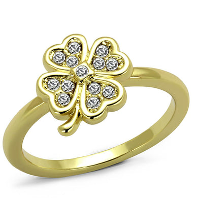 LO3987 Flash Gold Brass Ring with Top Grade Crystal in K2