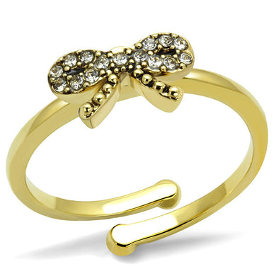 LO4042 - Flash Gold Brass Ring with Top Grade Crystal  in Clear