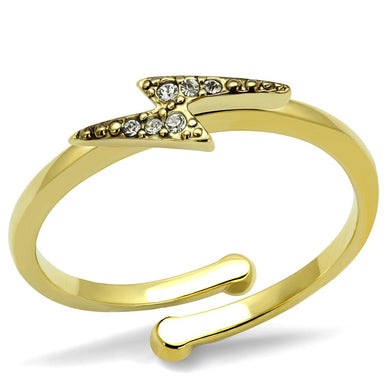 LO4048 - Flash Gold Brass Ring with Top Grade Crystal  in Clear