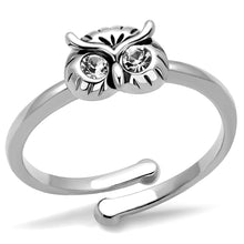 Load image into Gallery viewer, LO4049 - Rhodium Brass Ring with Top Grade Crystal  in Clear