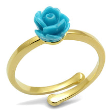 Load image into Gallery viewer, LO4060 - Flash Gold Brass Ring with Synthetic Synthetic Stone in Sea Blue