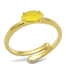 Load image into Gallery viewer, LO4066 - Flash Gold Brass Ring with Synthetic Cat Eye in Topaz