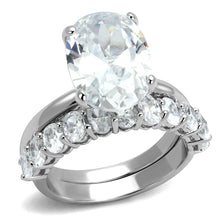 Load image into Gallery viewer, LO4089 - Rhodium Brass Ring with AAA Grade CZ  in Clear