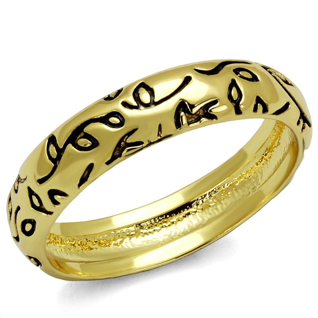 LO4106 - Gold Brass Ring with Epoxy  in Jet