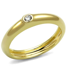 Load image into Gallery viewer, LO4107 - Gold Brass Ring with AAA Grade CZ  in Clear