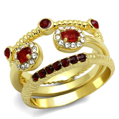 LO4116 - Gold Brass Ring with Top Grade Crystal  in Siam