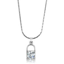 Load image into Gallery viewer, LO4150 - Rhodium Brass Chain Pendant with AAA Grade CZ  in Clear