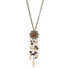 Load image into Gallery viewer, LO4215 - Antique Copper Brass Chain Pendant with Synthetic Onyx in Garnet