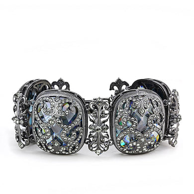 LO4225 - TIN Cobalt Black Brass Bracelet with AAA Grade CZ  in Clear