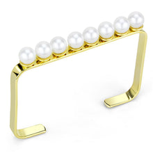 Load image into Gallery viewer, LO4232 - Gold Brass Bangle with Synthetic Pearl in White