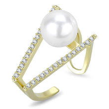 Load image into Gallery viewer, LO4246 - Flash Gold Brass Ring with Synthetic Pearl in White