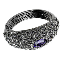 Load image into Gallery viewer, LO4275 - TIN Cobalt Black Brass Bangle with AAA Grade CZ  in Tanzanite