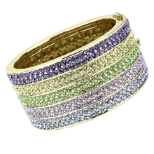 Load image into Gallery viewer, LO4277 - Gold Brass Bangle with Top Grade Crystal  in Multi Color
