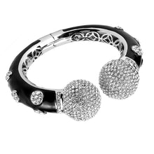 Load image into Gallery viewer, LO4282 - Rhodium Brass Bangle with Top Grade Crystal  in Clear