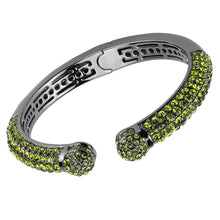 Load image into Gallery viewer, LO4284 - TIN Cobalt Black Brass Bangle with Top Grade Crystal  in Olivine color