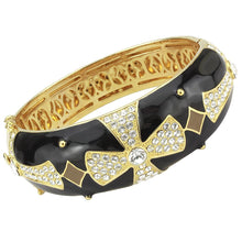 Load image into Gallery viewer, LO4309 - Gold Brass Bangle with Top Grade Crystal  in Clear