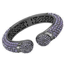 Load image into Gallery viewer, LO4312 - TIN Cobalt Black Brass Bangle with Top Grade Crystal  in Tanzanite