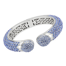 Load image into Gallery viewer, LO4315 - Rhodium Brass Bangle with Top Grade Crystal  in Light Sapphire