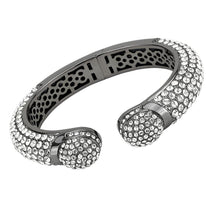 Load image into Gallery viewer, LO4318 - Ruthenium Brass Bangle with Top Grade Crystal  in Clear