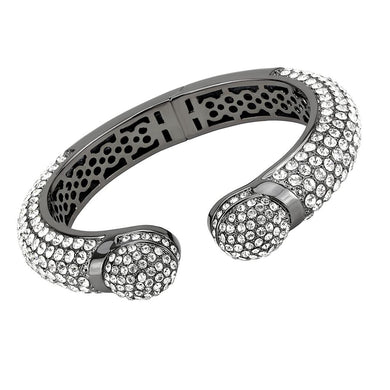 LO4318 - Ruthenium Brass Bangle with Top Grade Crystal  in Clear