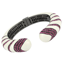 Load image into Gallery viewer, LO4322 - TIN Cobalt Black Brass Bangle with Top Grade Crystal  in Fuchsia
