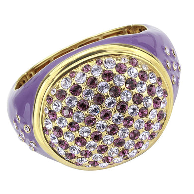 LO4326 - Gold Brass Bangle with Top Grade Crystal  in Amethyst