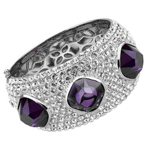 Load image into Gallery viewer, LO4330 - Rhodium Brass Bangle with AAA Grade CZ  in Amethyst