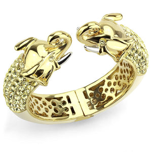 LO4334 - Gold+Rhodium Brass Bangle with Top Grade Crystal  in Citrine Yellow