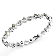 Load image into Gallery viewer, LO4340 - Rhodium Brass Bangle with Synthetic  in Gray
