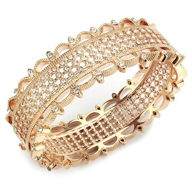 LO4344 - Rose Gold Brass Bangle with Top Grade Crystal  in Clear
