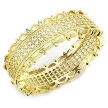 Load image into Gallery viewer, LO4345 - Gold Brass Bangle with Top Grade Crystal  in Clear