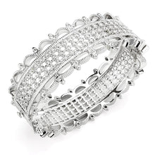 Load image into Gallery viewer, LO4346 - Rhodium Brass Bangle with Top Grade Crystal  in Clear
