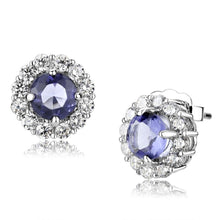 Load image into Gallery viewer, LO4674 - Rhodium Brass Earrings with Synthetic Synthetic Glass in Tanzanite
