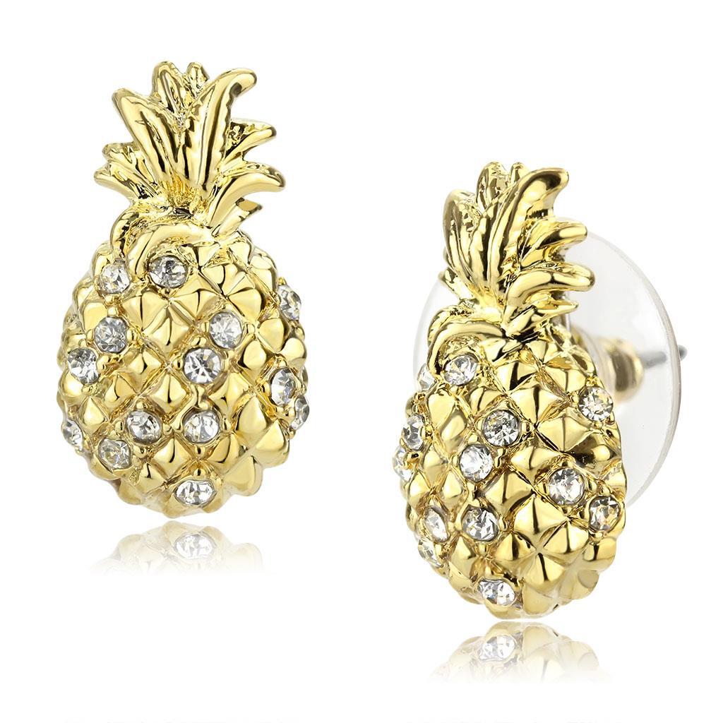 LO4677 - Gold Brass Earrings with Top Grade Crystal  in Clear