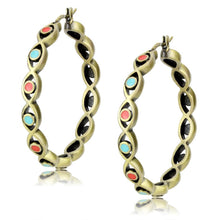Load image into Gallery viewer, LO4679 - Antique Silver Brass Earrings with Epoxy  in Multi Color
