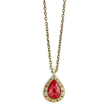 Load image into Gallery viewer, LO4686 - Antique Copper Brass Chain Pendant with Synthetic Synthetic Stone in Red Series