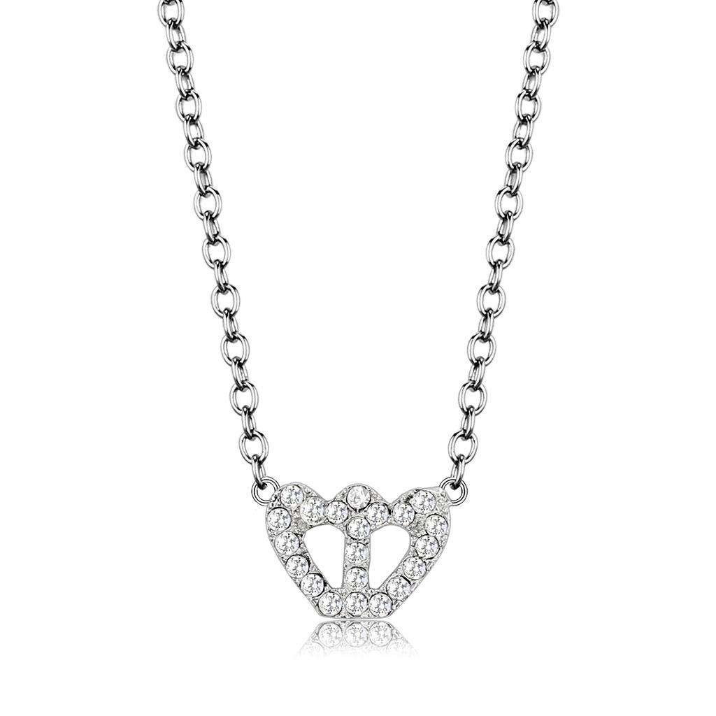 LO4694 - Rhodium Brass Necklace with Top Grade Crystal  in Clear