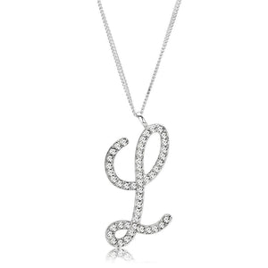 LO4709 - Silver Brass Chain Pendant with Top Grade Crystal  in Clear